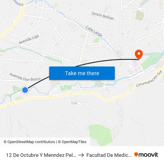 12 De Octubre Y Menndez Pelayo to Facultad De Medicina map