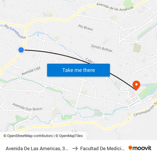 Avenida De Las Americas, 347 to Facultad De Medicina map
