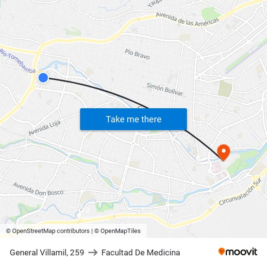 General Villamil, 259 to Facultad De Medicina map