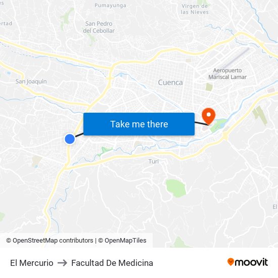 El Mercurio to Facultad De Medicina map