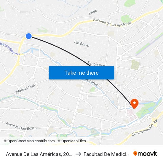 Avenue De Las Américas, 205y to Facultad De Medicina map