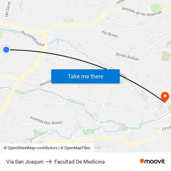 Via San Joaquin to Facultad De Medicina map