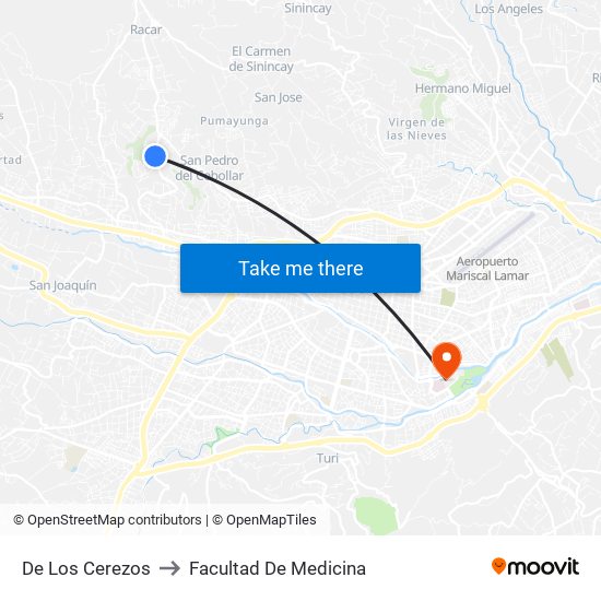 De Los Cerezos to Facultad De Medicina map