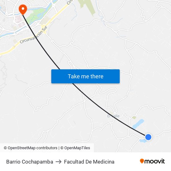 Barrio Cochapamba to Facultad De Medicina map