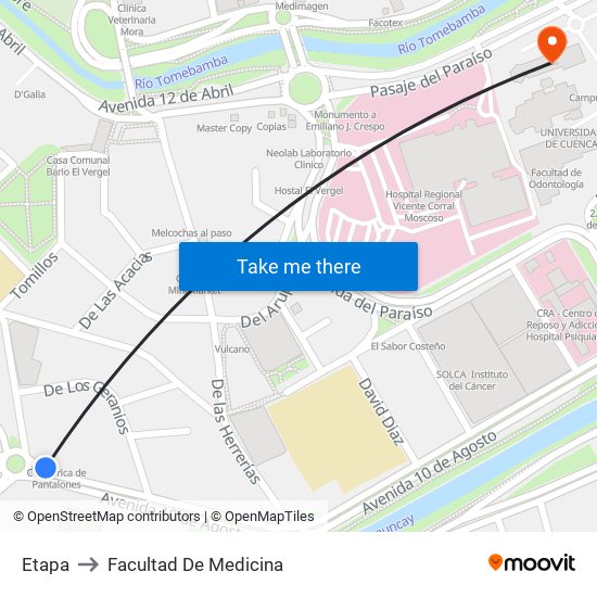 Etapa to Facultad De Medicina map