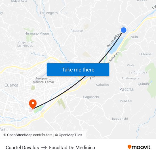 Cuartel Davalos to Facultad De Medicina map