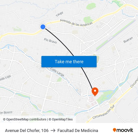 Avenue Del Chofer, 106 to Facultad De Medicina map