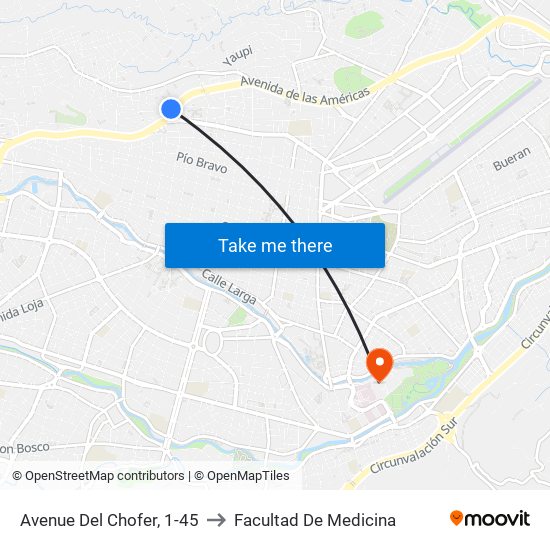 Avenue Del Chofer, 1-45 to Facultad De Medicina map