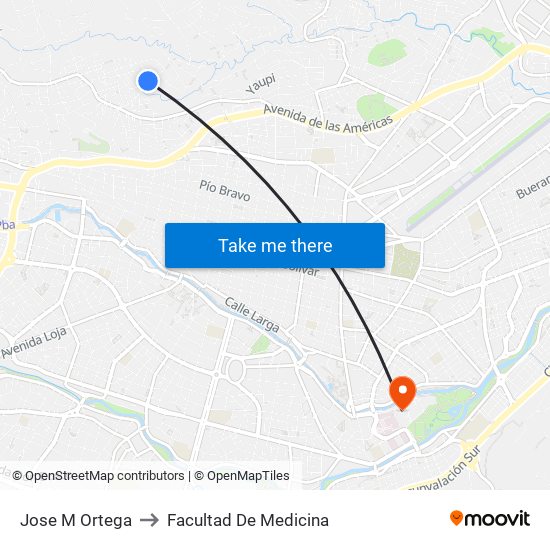 Jose M Ortega to Facultad De Medicina map