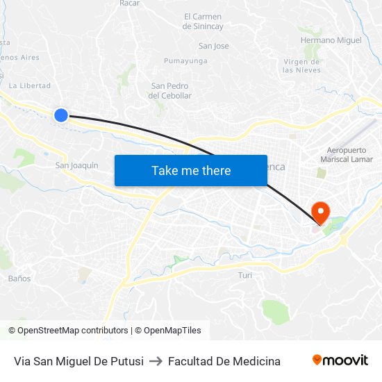 Via San Miguel De Putusi to Facultad De Medicina map