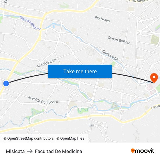Misicata to Facultad De Medicina map