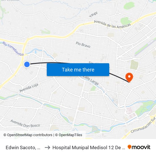 Edwin Sacoto, 122 to Hospital Munipal Medisol 12 De Abril map