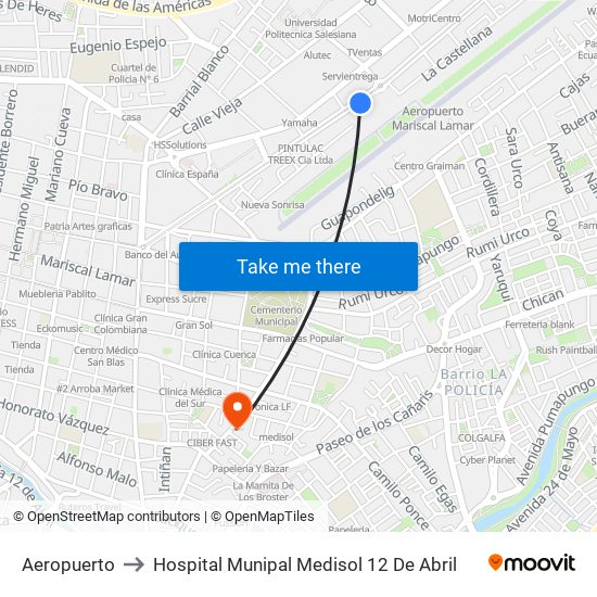 Aeropuerto to Hospital Munipal Medisol 12 De Abril map