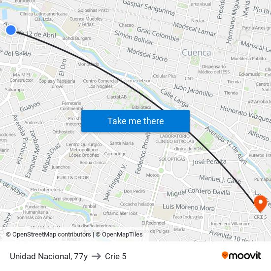 Unidad Nacional, 77y to Crie 5 map