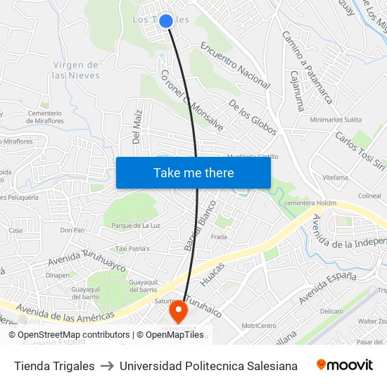 Tienda Trigales to Universidad Politecnica Salesiana map