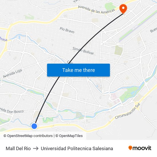 Mall Del Rio to Universidad Politecnica Salesiana map