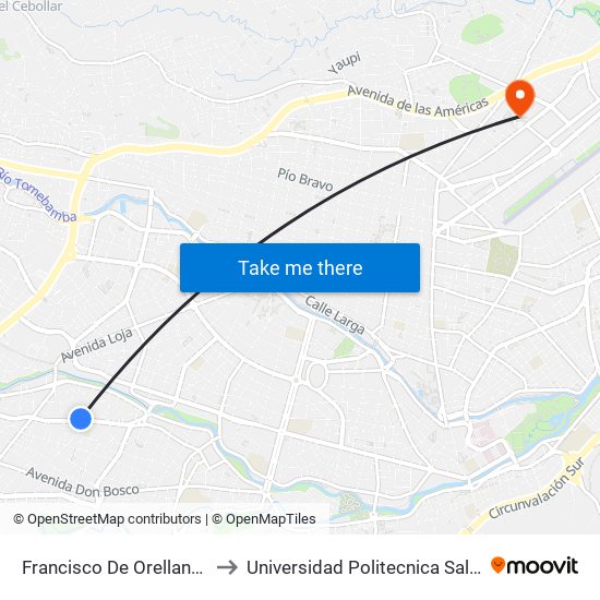 Francisco De Orellana, 220 to Universidad Politecnica Salesiana map