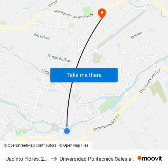 Jacinto Flores, 276 to Universidad Politecnica Salesiana map