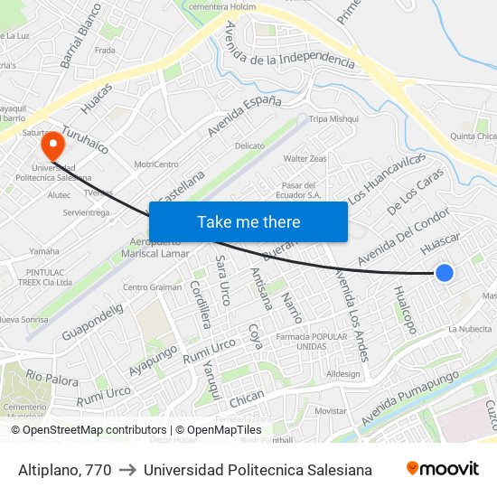 Altiplano, 770 to Universidad Politecnica Salesiana map