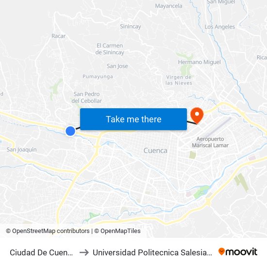 Ciudad De Cuenca to Universidad Politecnica Salesiana map