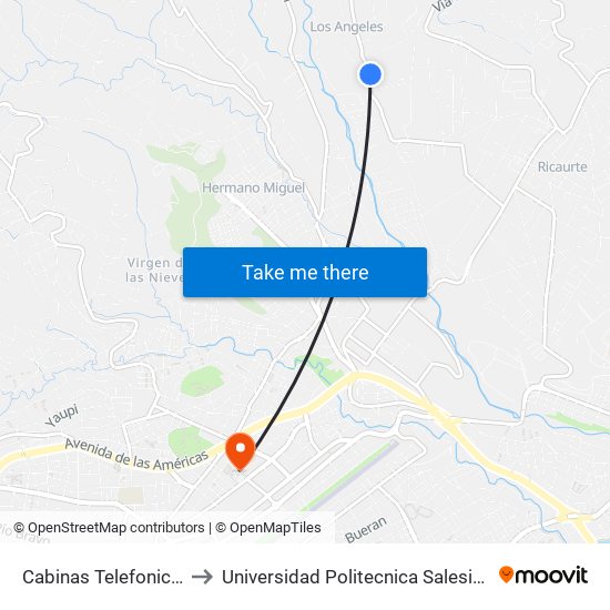 Cabinas Telefonicas to Universidad Politecnica Salesiana map