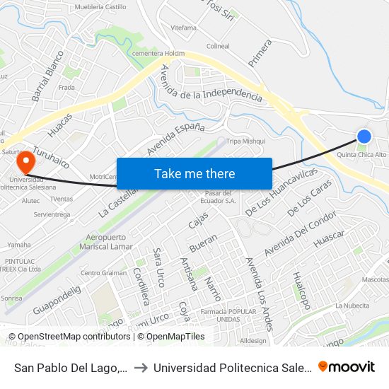 San Pablo Del Lago, 223 to Universidad Politecnica Salesiana map