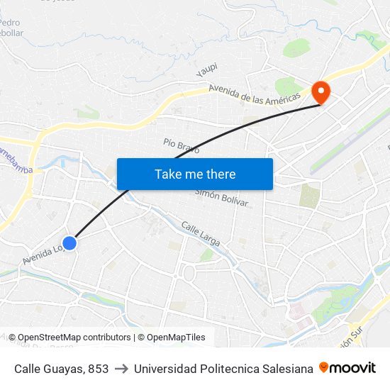 Calle Guayas, 853 to Universidad Politecnica Salesiana map