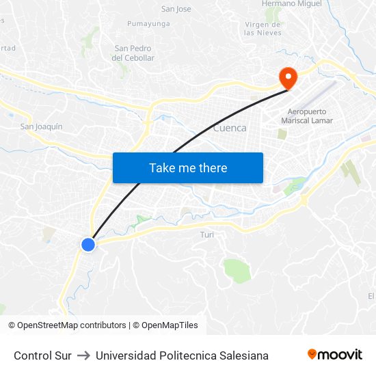 Control Sur to Universidad Politecnica Salesiana map