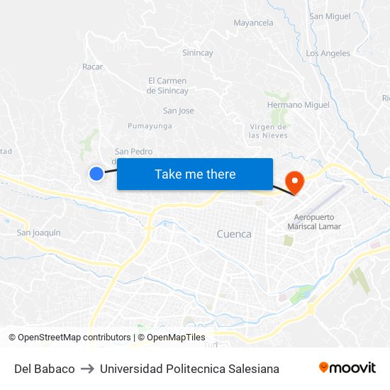 Del Babaco to Universidad Politecnica Salesiana map