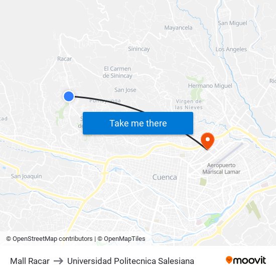Mall Racar to Universidad Politecnica Salesiana map