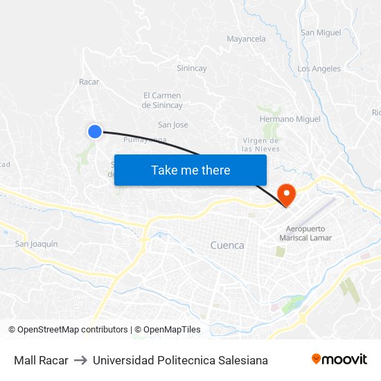 Mall Racar to Universidad Politecnica Salesiana map