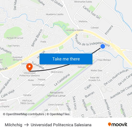 Milchchig to Universidad Politecnica Salesiana map