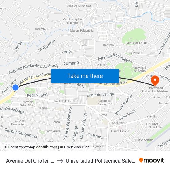Avenue Del Chofer, 106 to Universidad Politecnica Salesiana map