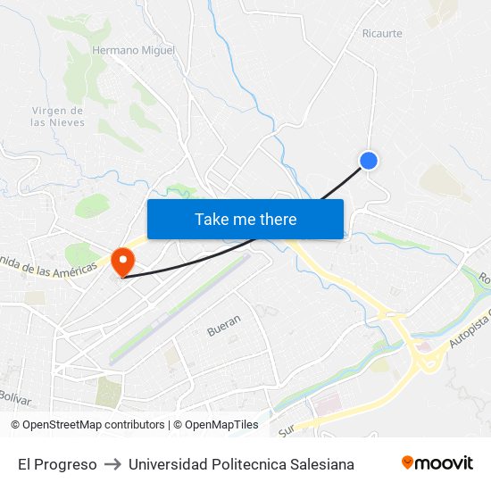 El Progreso to Universidad Politecnica Salesiana map
