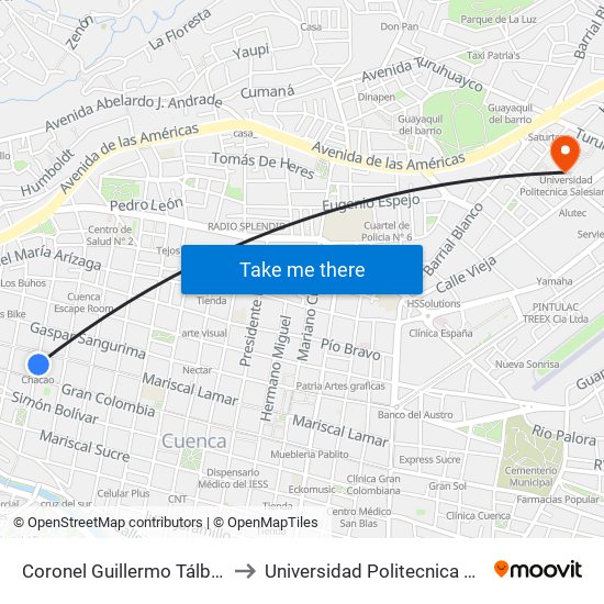 Coronel Guillermo Tálbot, 1017 to Universidad Politecnica Salesiana map