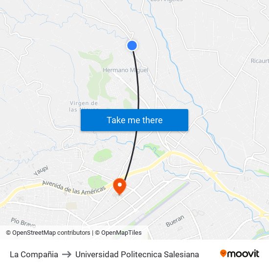 La Compañia to Universidad Politecnica Salesiana map