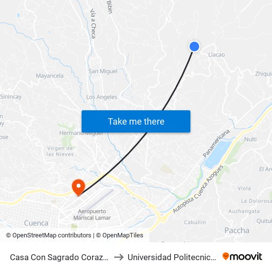 Casa Con Sagrado Corazon De Jesus to Universidad Politecnica Salesiana map