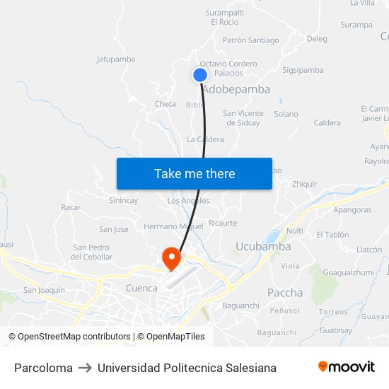 Parcoloma to Universidad Politecnica Salesiana map