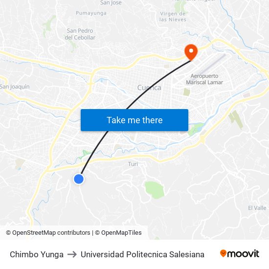 Chimbo Yunga to Universidad Politecnica Salesiana map