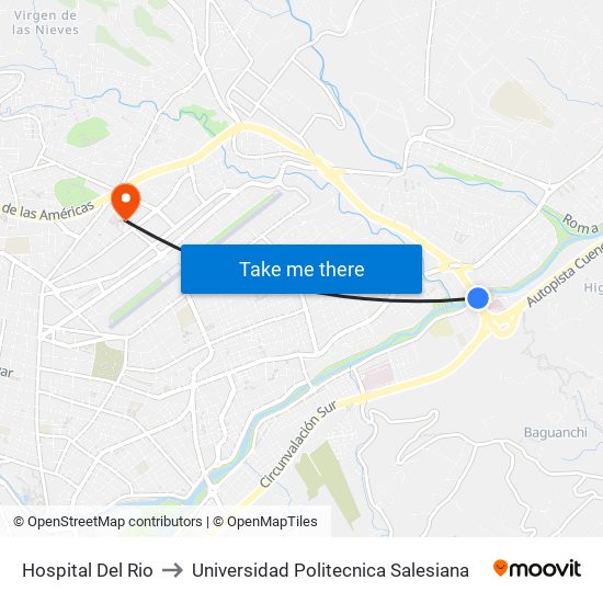 Hospital Del Rio to Universidad Politecnica Salesiana map