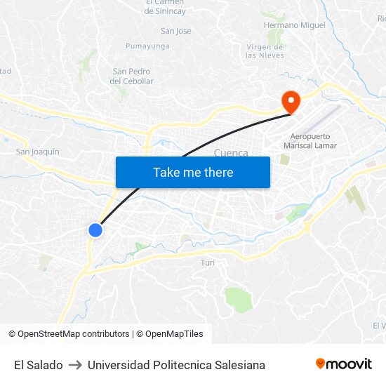 El Salado to Universidad Politecnica Salesiana map