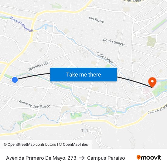 Avenida Primero De Mayo, 273 to Campus Paraíso map