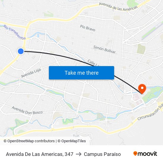 Avenida De Las Americas, 347 to Campus Paraíso map