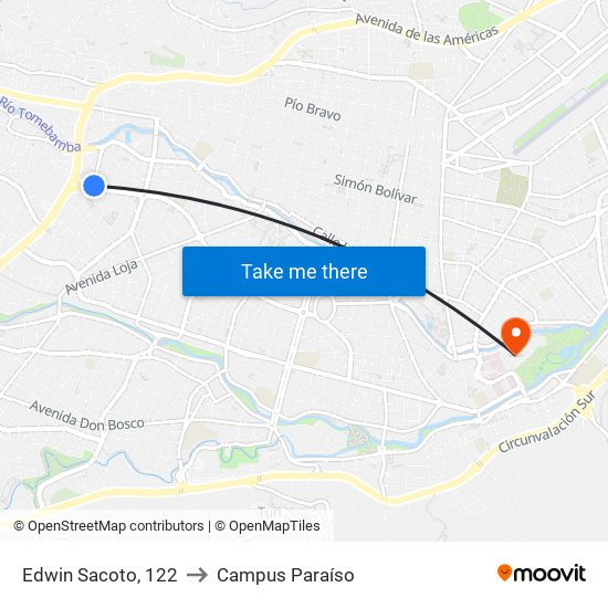 Edwin Sacoto, 122 to Campus Paraíso map