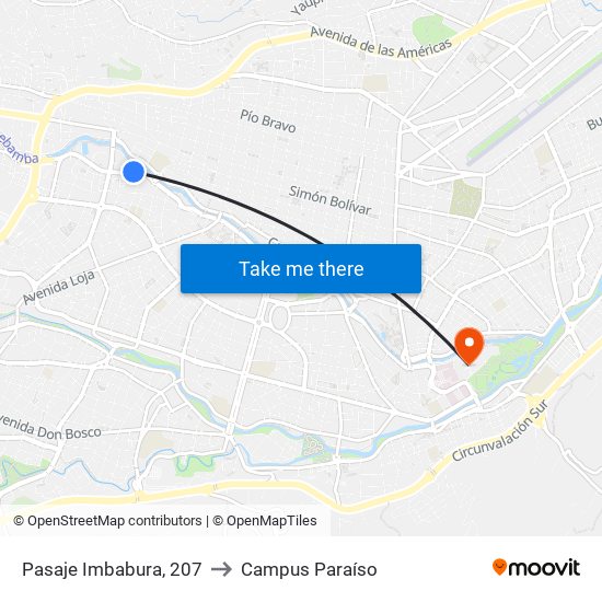 Pasaje Imbabura, 207 to Campus Paraíso map