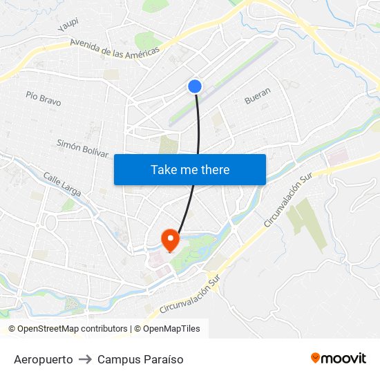 Aeropuerto to Campus Paraíso map