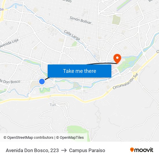 Avenida Don Bosco, 223 to Campus Paraíso map