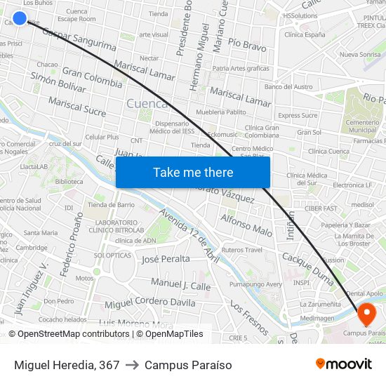 Miguel Heredia, 367 to Campus Paraíso map