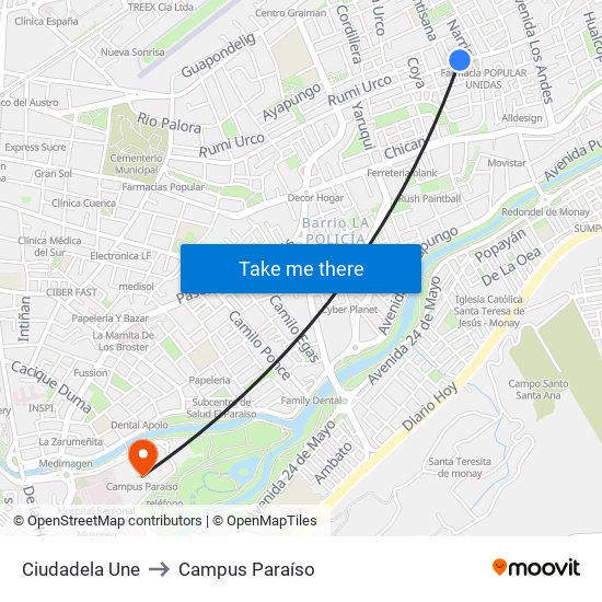 Ciudadela Une to Campus Paraíso map