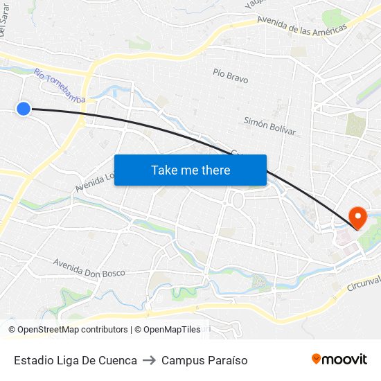 Estadio Liga De Cuenca to Campus Paraíso map